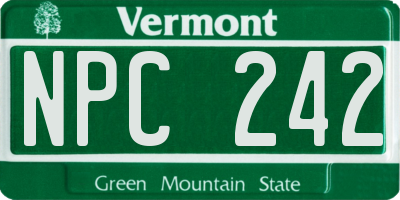 VT license plate NPC242