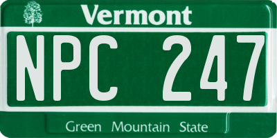 VT license plate NPC247