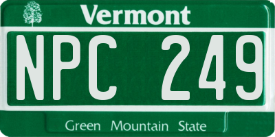 VT license plate NPC249