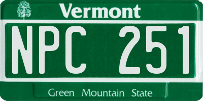 VT license plate NPC251