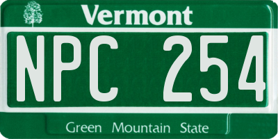 VT license plate NPC254