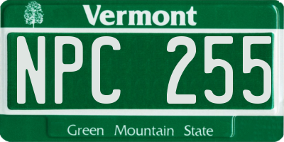 VT license plate NPC255