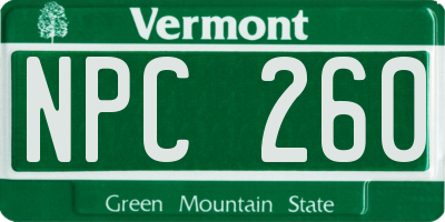 VT license plate NPC260