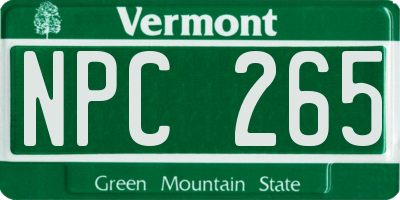 VT license plate NPC265