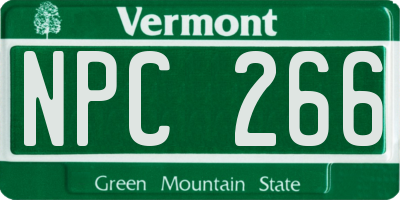 VT license plate NPC266