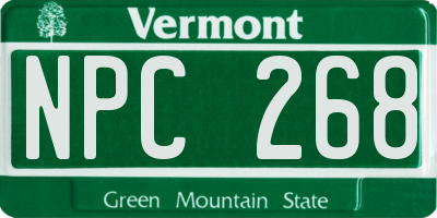 VT license plate NPC268