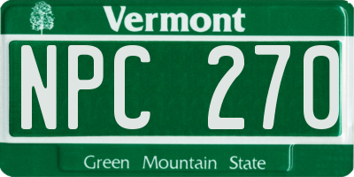 VT license plate NPC270