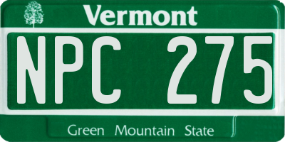 VT license plate NPC275