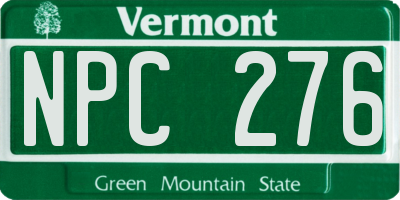 VT license plate NPC276
