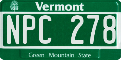 VT license plate NPC278