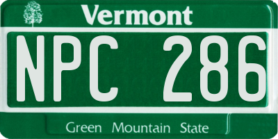 VT license plate NPC286