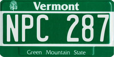 VT license plate NPC287