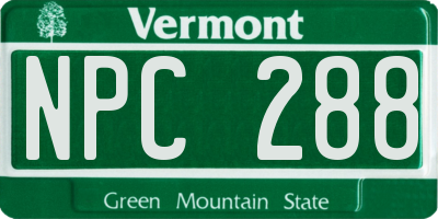 VT license plate NPC288