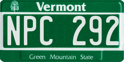 VT license plate NPC292