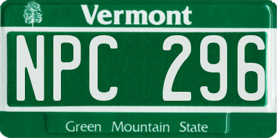 VT license plate NPC296