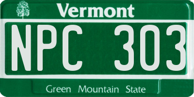 VT license plate NPC303