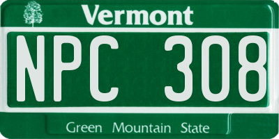 VT license plate NPC308
