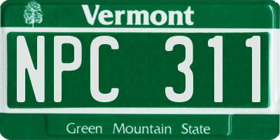 VT license plate NPC311