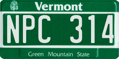 VT license plate NPC314