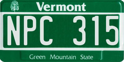 VT license plate NPC315