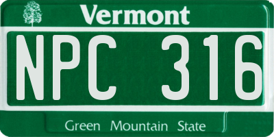 VT license plate NPC316