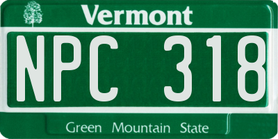 VT license plate NPC318