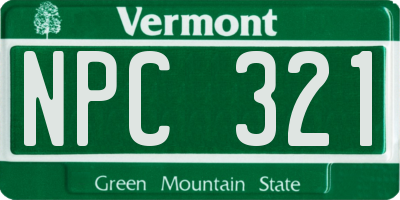 VT license plate NPC321