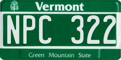 VT license plate NPC322