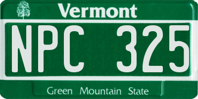 VT license plate NPC325