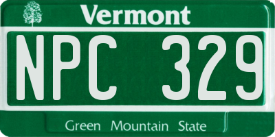 VT license plate NPC329