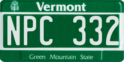 VT license plate NPC332