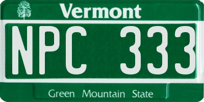 VT license plate NPC333