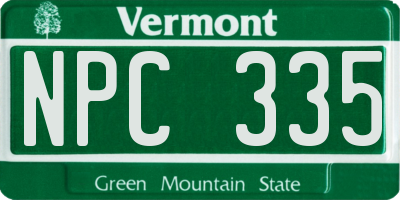 VT license plate NPC335