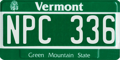 VT license plate NPC336