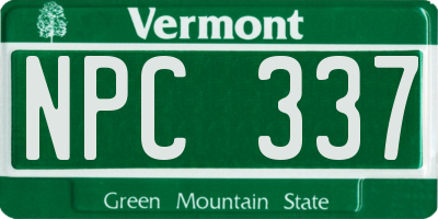 VT license plate NPC337