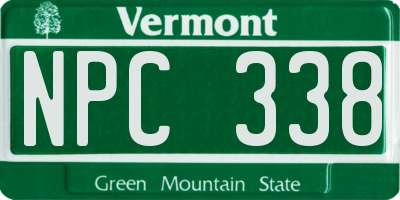 VT license plate NPC338