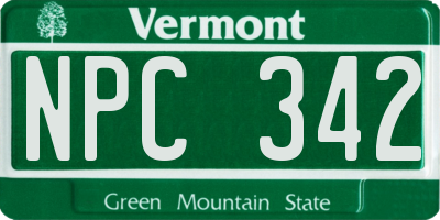 VT license plate NPC342