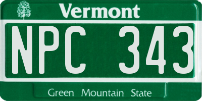 VT license plate NPC343