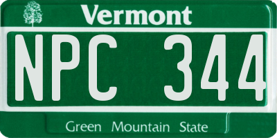 VT license plate NPC344