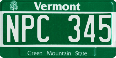 VT license plate NPC345