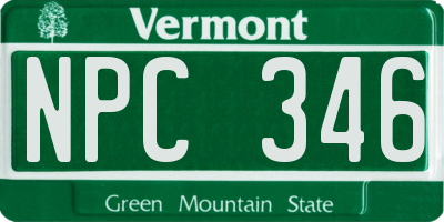 VT license plate NPC346