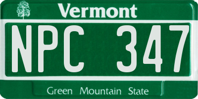VT license plate NPC347