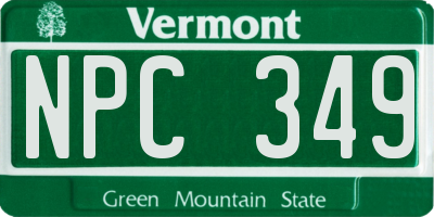 VT license plate NPC349