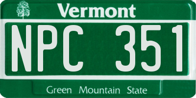 VT license plate NPC351