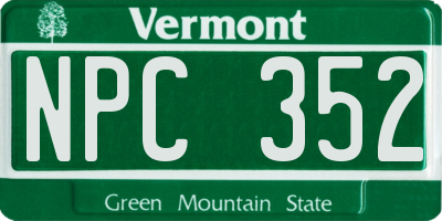 VT license plate NPC352