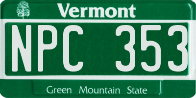 VT license plate NPC353