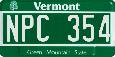 VT license plate NPC354