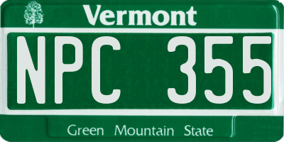 VT license plate NPC355