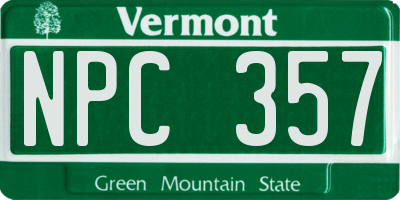 VT license plate NPC357