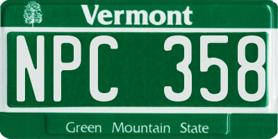 VT license plate NPC358